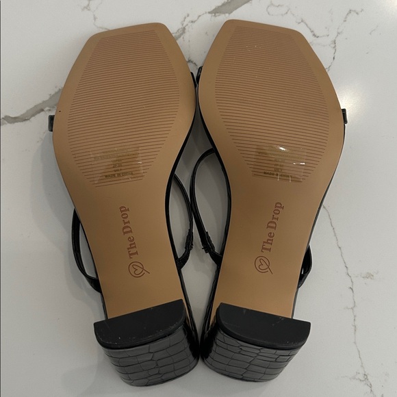 NWOT The Drop Black Strappy Slide Sandals Wide Narrow Wedge SZ 9 3.5” heel - Picture 5 of 6